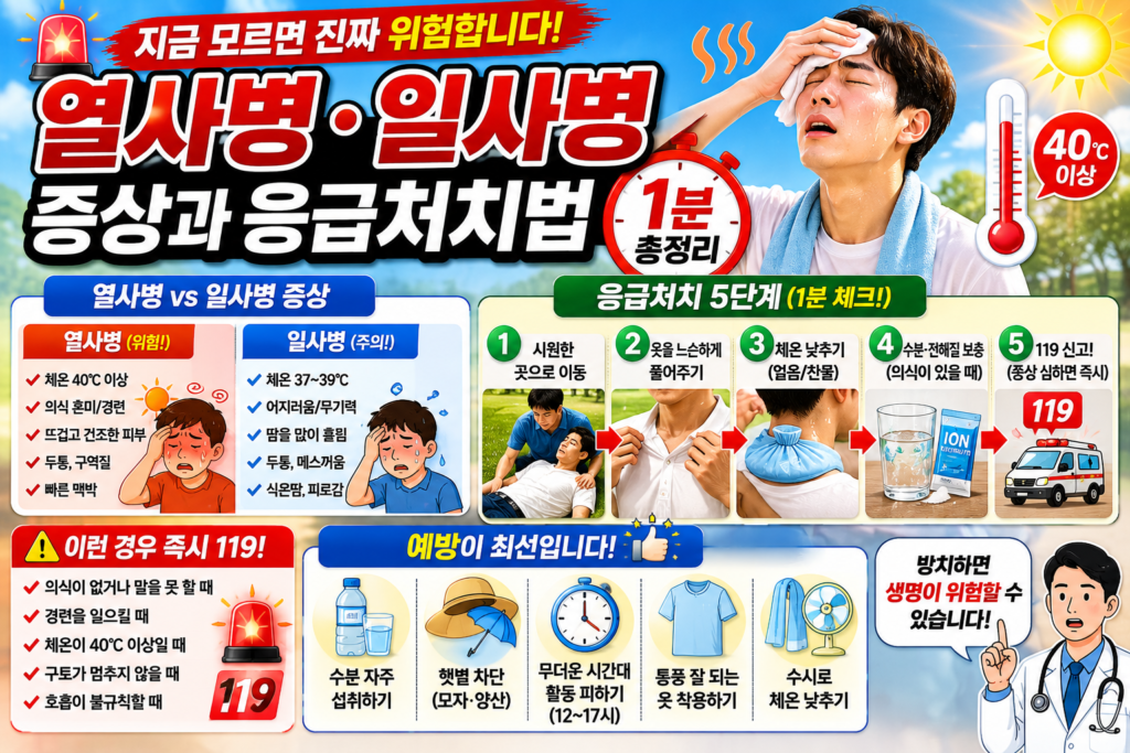 열사병 증상, 일사병 증상